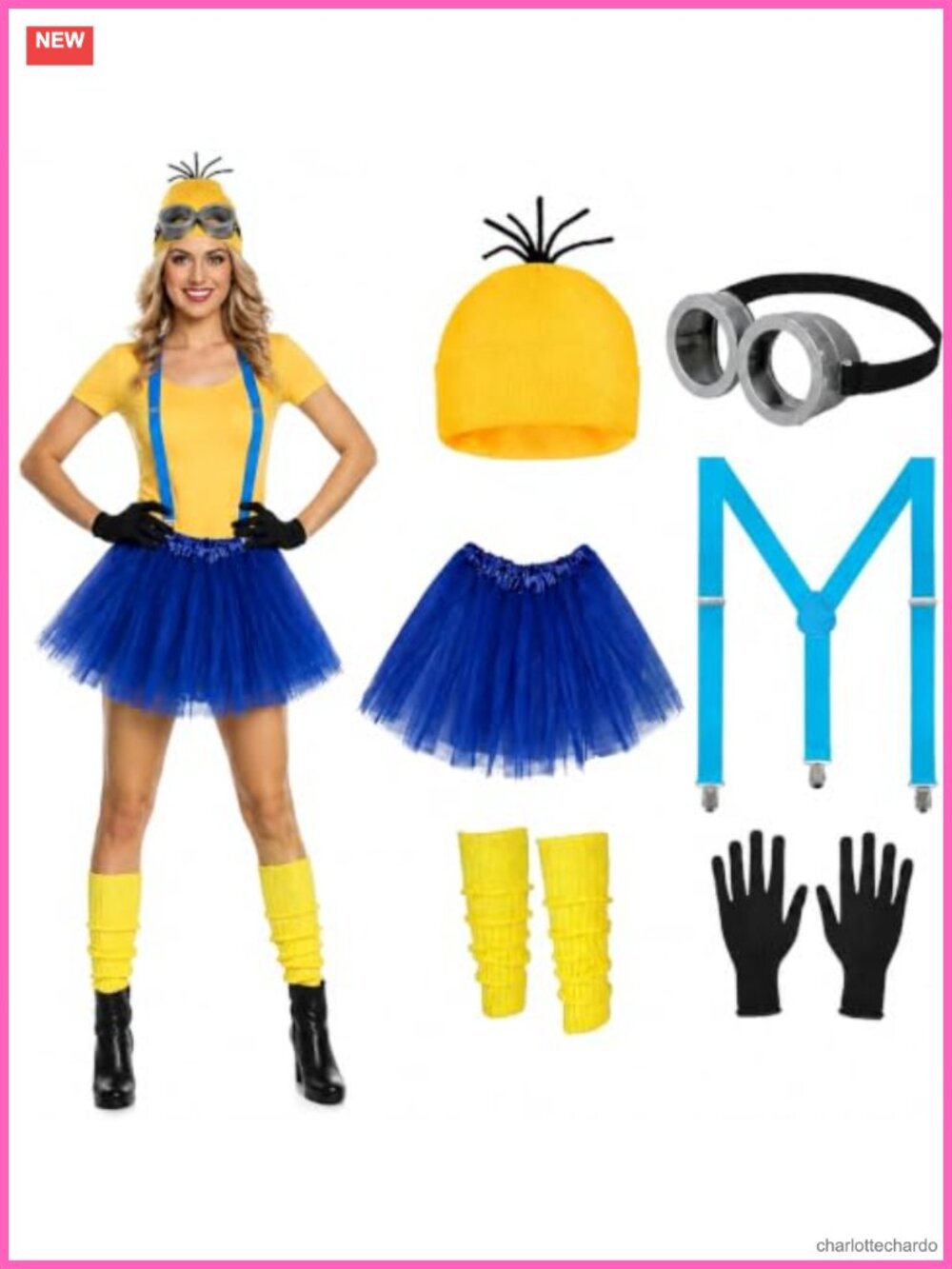 6 Pc Steampunk Halloween Costume Set Suspenders Tutu Gloves